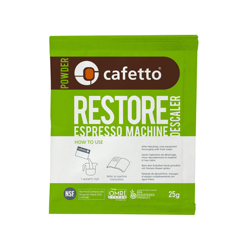Cafetto Restore Descaler Descaling Powder OMRI Listed for Organic Use - 25g Sachet
