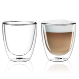 2 x Espresso + 2 x Cappuccino Double Wall Thermo Glasses Glass Cups Coffee Set